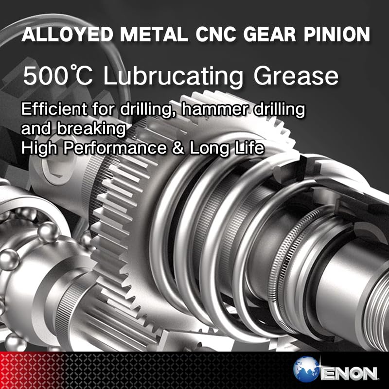 ENON 30mm Hammer Drill Machine 1000W, Reversible & Variable Speed Hammer Drill with Three Functions, 1300 RPM, Drill Chuck Adaptor, Heavy Duty (XE-2301) ENON 30mm Hammer Drill Machine 1000W, Reversible & Variable Speed Hammer Drill with Three Functions, 1300 RPM, Drill Chuck Adaptor, Heavy Duty (XE-2301)